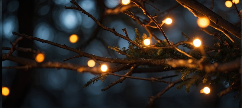 Christmas Tree Lights In The City Night Background