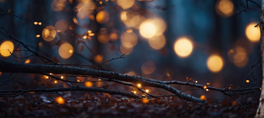 Christmas Tree Lights In The City Night Background