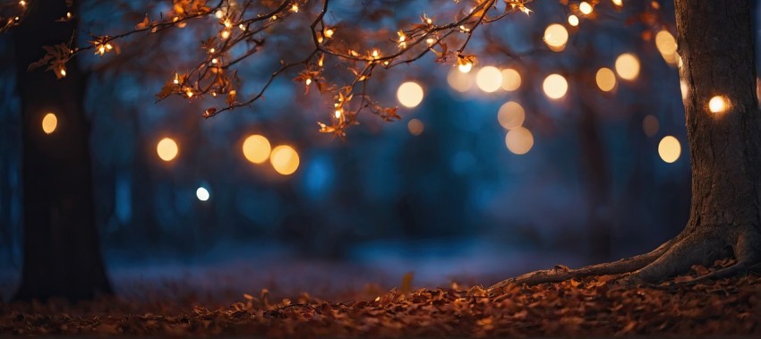 Christmas Tree Lights In The City Night Background