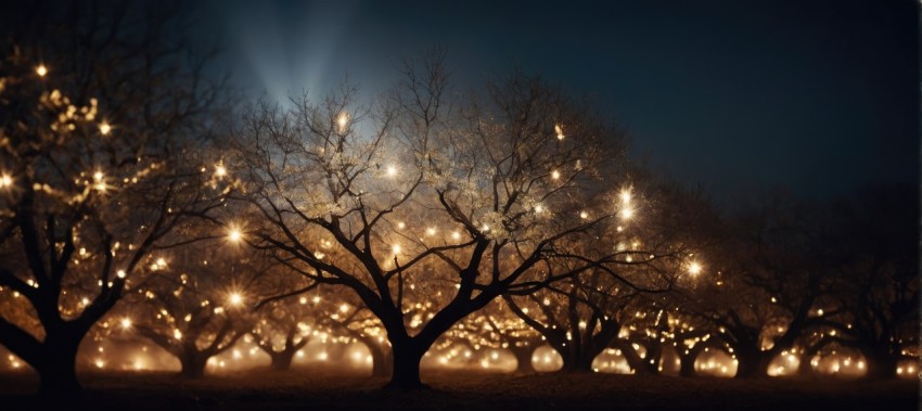 Christmas Tree Lights In The City Night Background