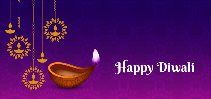 Happy Diwali Background With Hanging Lamps