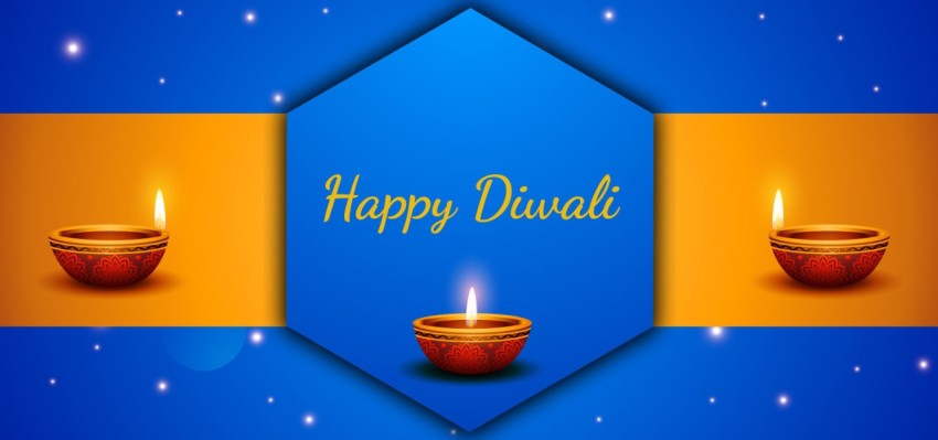 Happy Diwali Background With Lamps