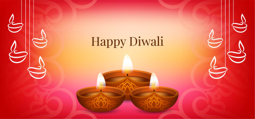 Happy Diwali Background With Stylish Diya