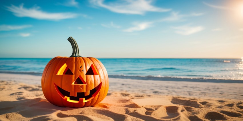 Orange Halloween Pumpkin with glowing eyes