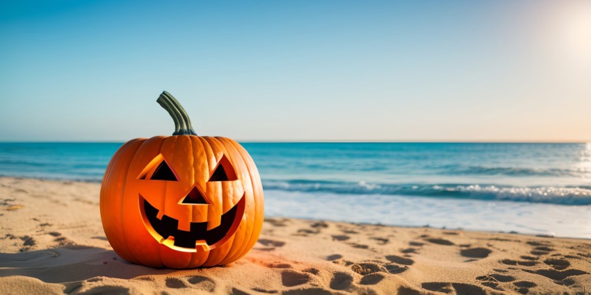 Orange Halloween Pumpkin with glowing eyes