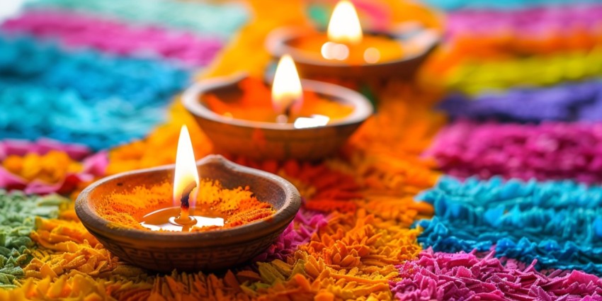 Beautifully Crafted Rangoli Art Incorporating Vibrant Floral Arrangements  Diwali  Background