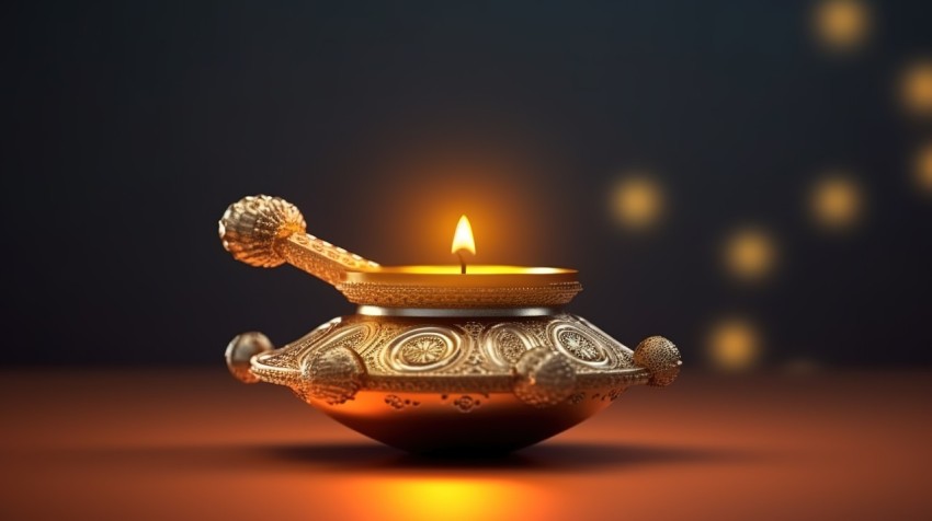 3d Illustration Of Diya Oil Lamp For Diwali Celebration Background