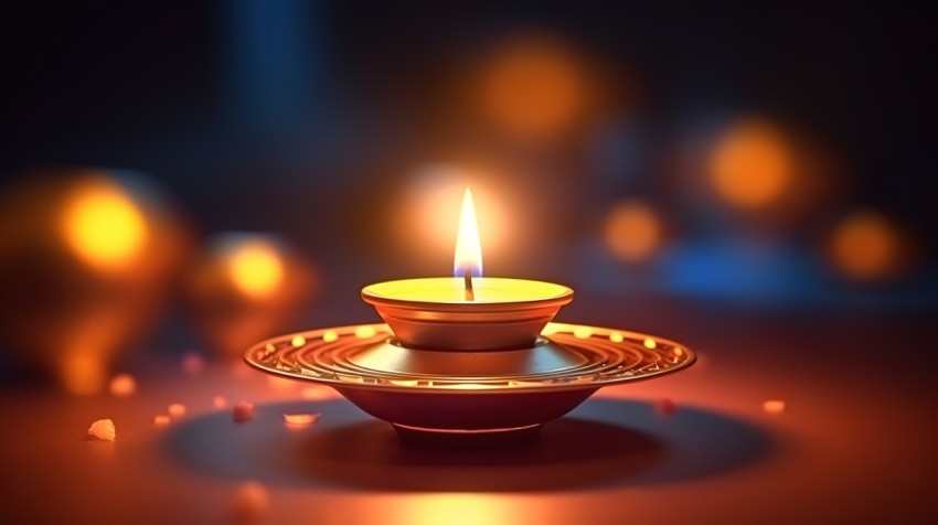 3d Rendering Illustration Of Diya Oil Lamps For Diwali Festival Background