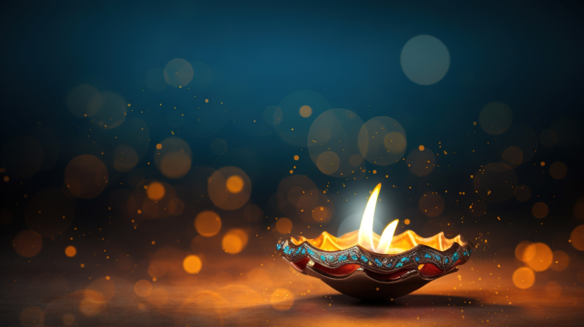 Happy Diwali Festival Of Light Background With Diwali Diya