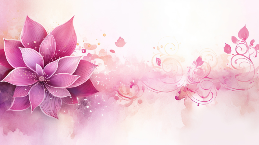 Watercolour Diwali Background With Pink Floral Design