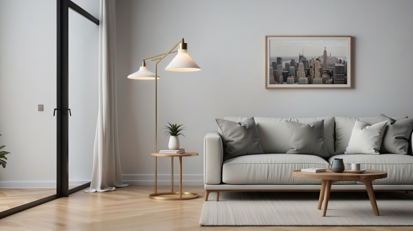 White Living Room With White Photo Frame Mockup