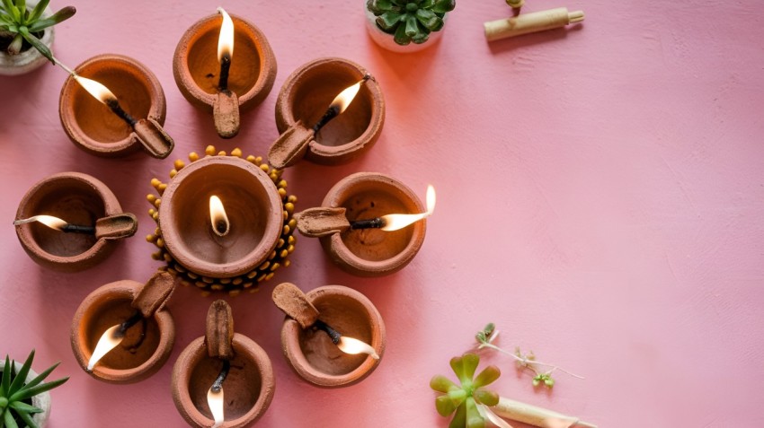 3d Diwali Diyas Creating A Warm Glow On Transparent Background