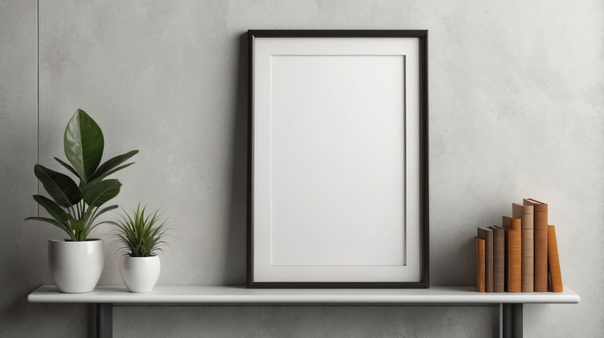 Empty Photo Frames On Shelf Image