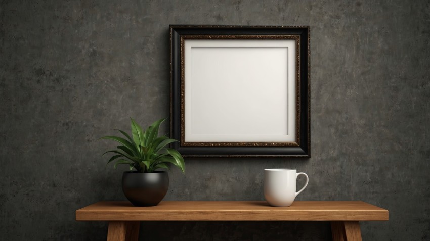 Blank Picture Frame On Shelf Interior