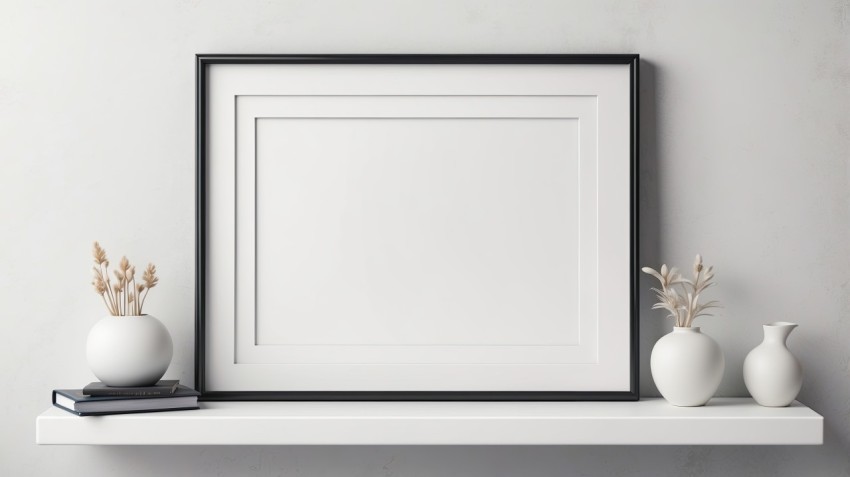 Empty Photo Frames On Shelf Image