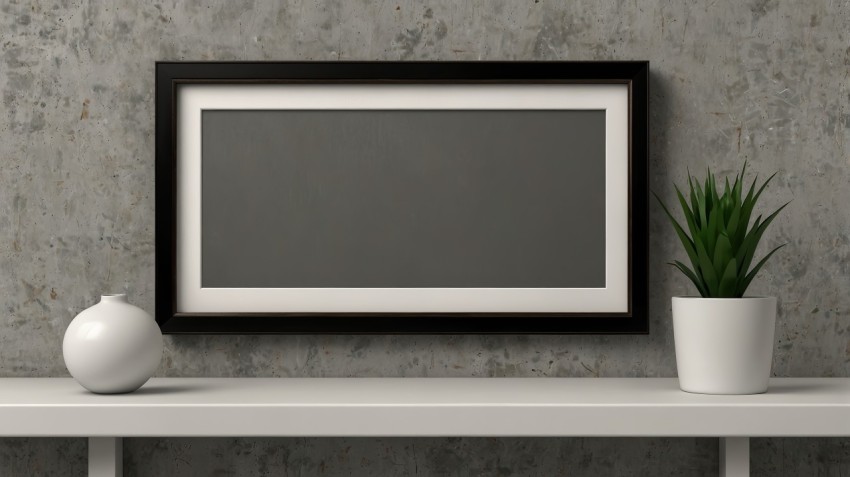 Blank Picture Frame On Dirty Wall