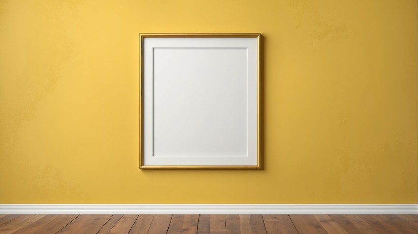 Photo Frame Mockup On Yellow Wall