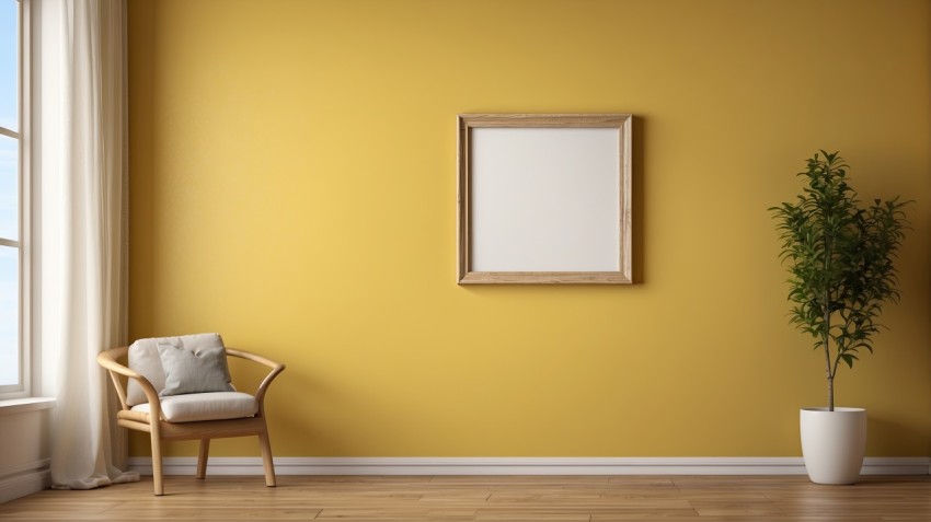 Photo Frame Mockup On Yellow Wall