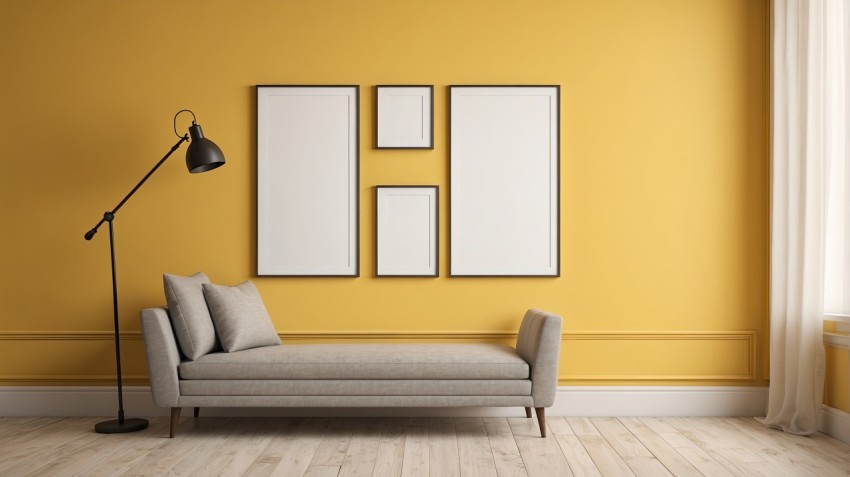 Photo Frame Mockup On Yellow Wall