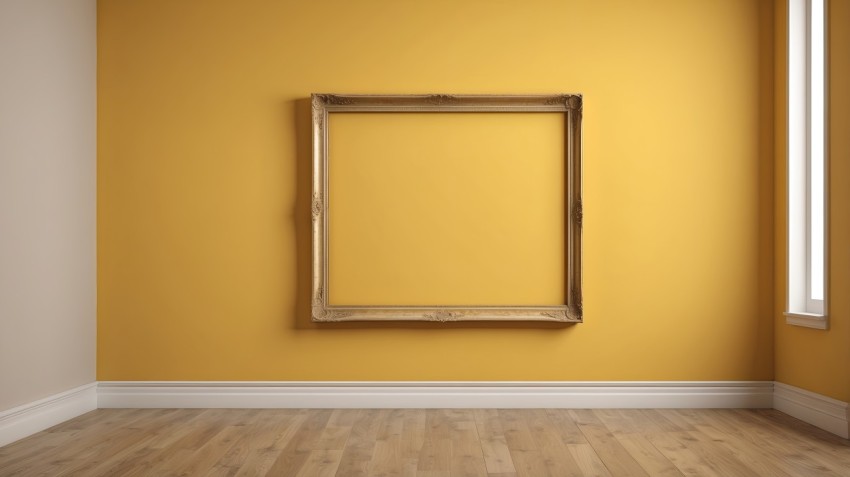 Photo Frame Mockup On Yellow Wall