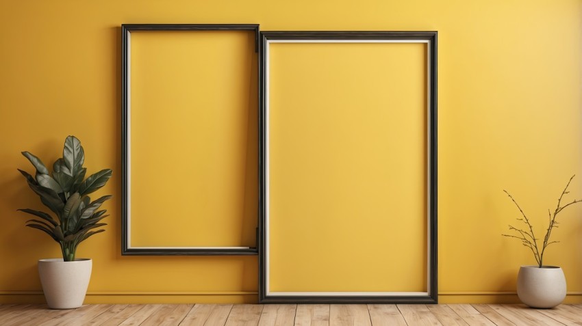 Photo Frame Mockup On Yellow Wall