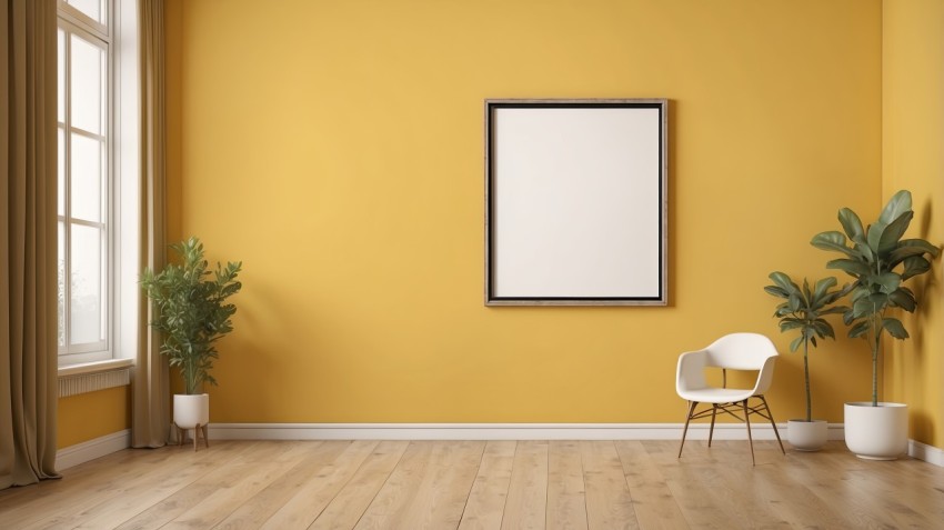 Photo Frame Mockup On Yellow Wall