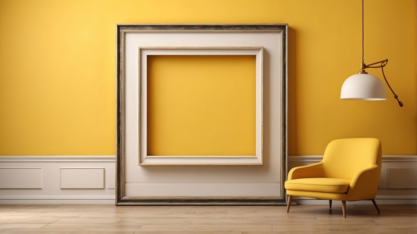 Photo Frame Mockup On Yellow Wall