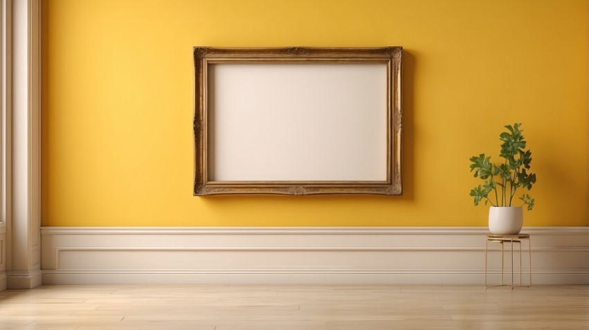 Photo Frame Mockup On Yellow Wall