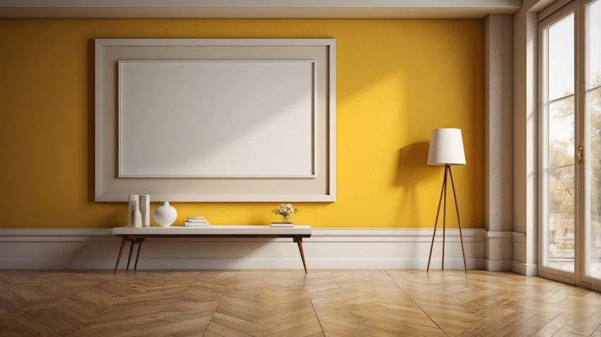 Photo Frame Mockup On Yellow Wall