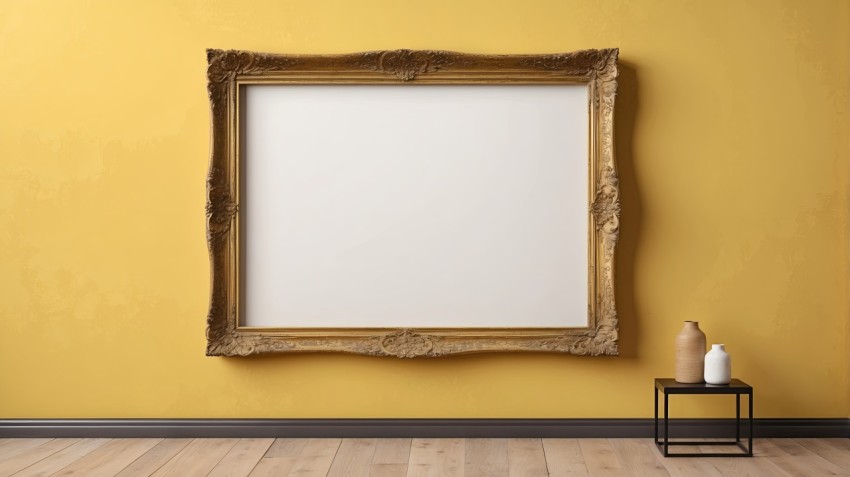 Photo Frame Mockup On Yellow Wall