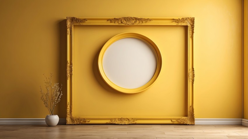 Photo Frame Mockup On Yellow Wall