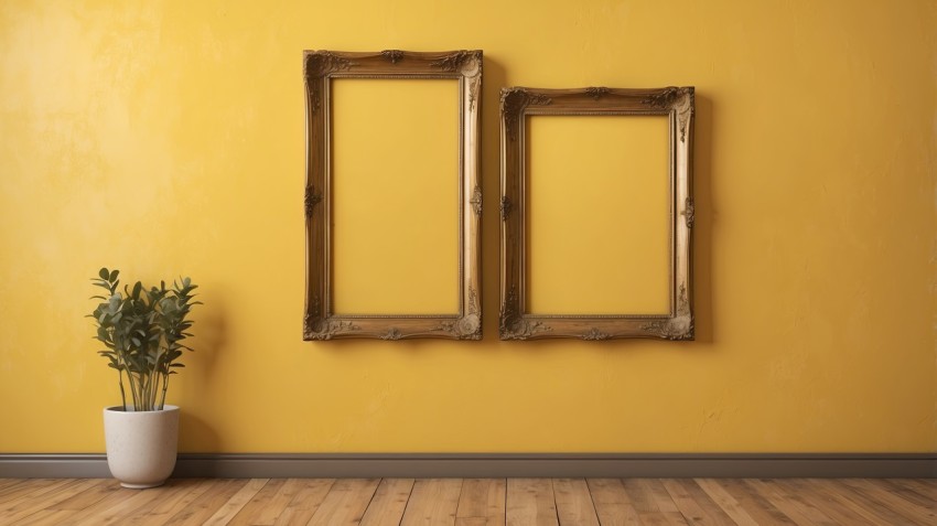 Photo Frame Mockup On Yellow Wall