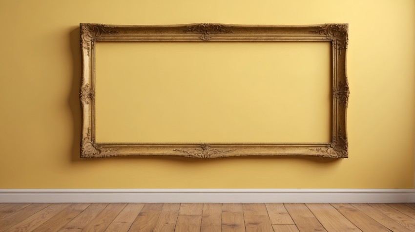 Photo Frame Mockup On Yellow Wall