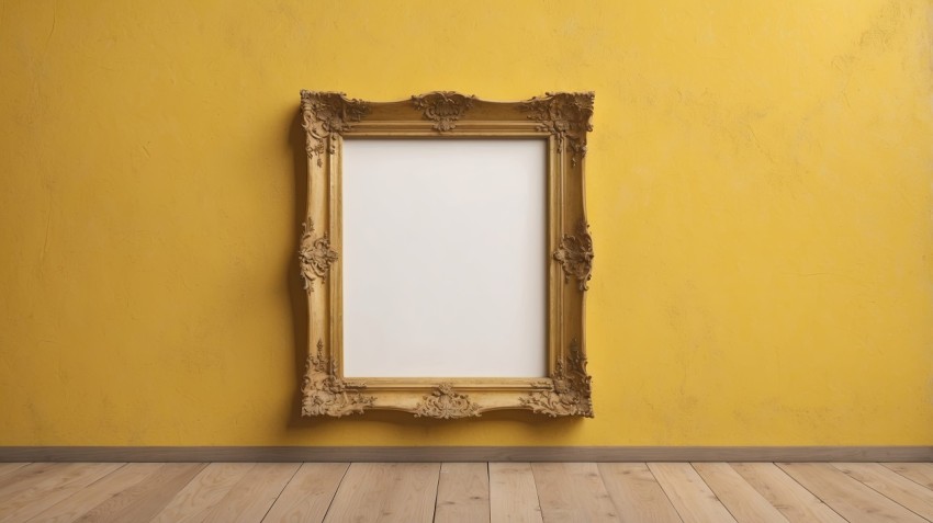 Photo Frame Mockup On Yellow Wall