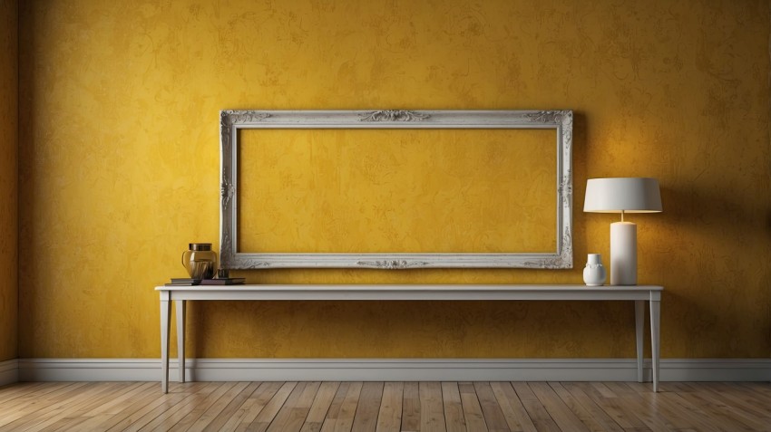 Photo Frame Mockup On Yellow Wall