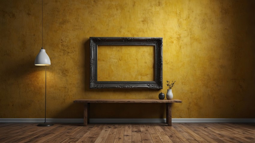 Photo Frame Mockup On Yellow Wall