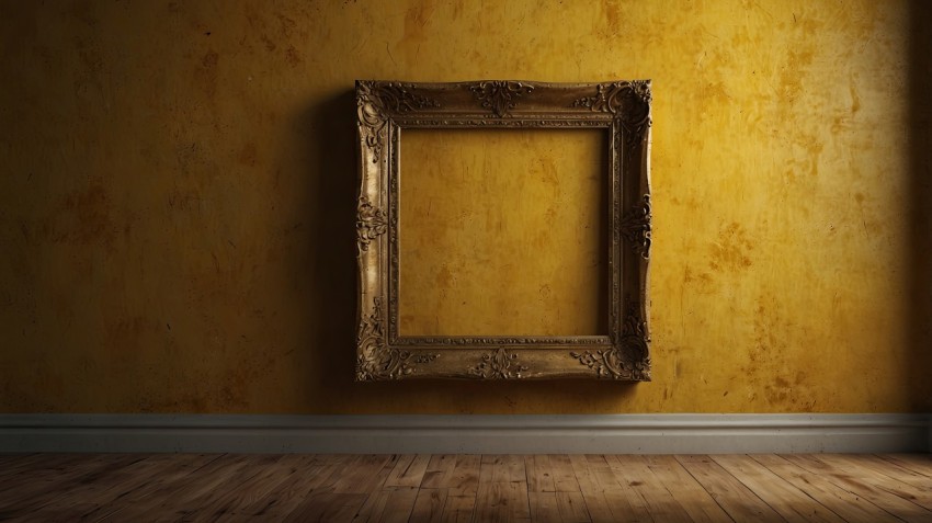 Photo Frame Mockup On Yellow Wall