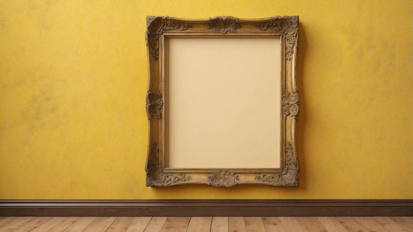 Photo Frame Mockup On Yellow Wall