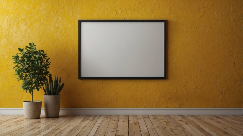 Photo Frame Mockup On Yellow Wall