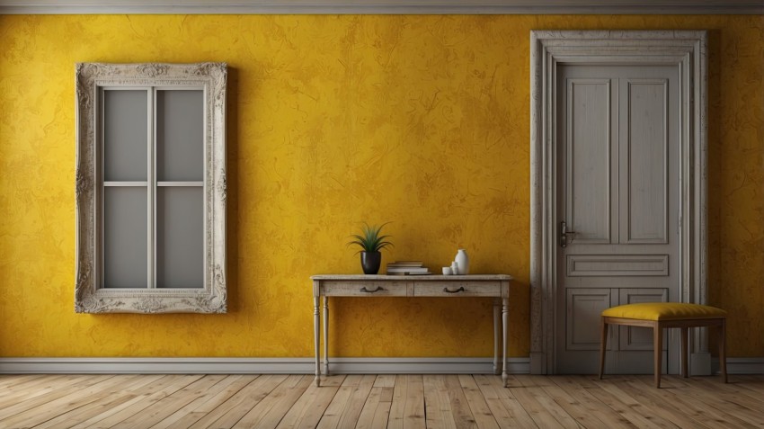 Photo Frame Mockup On Yellow Wall