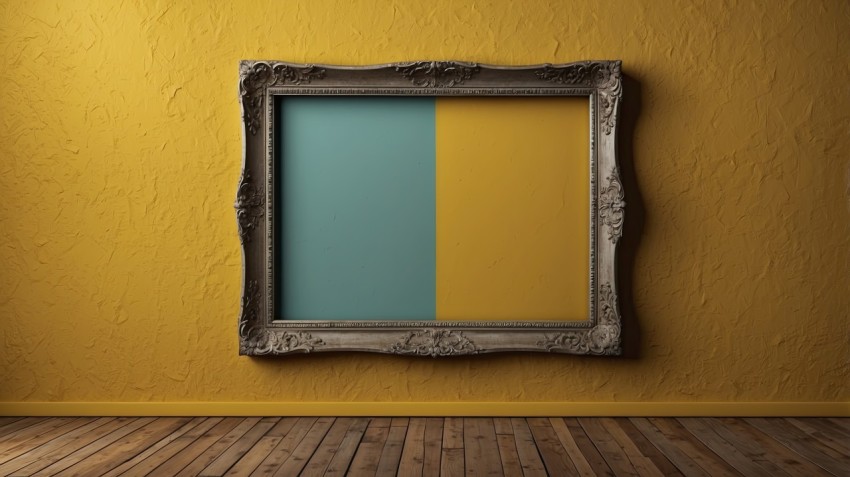 Photo Frame Mockup On Yellow Wall