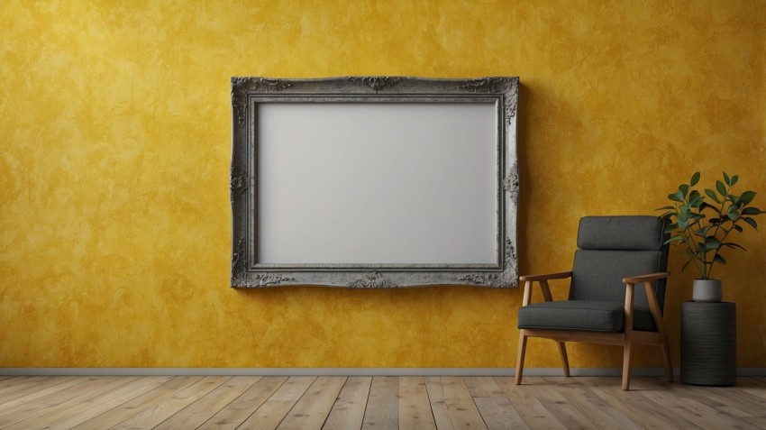 Photo Frame Mockup On Yellow Wall