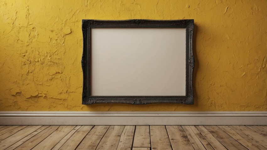 Photo Frame Mockup On Yellow Wall