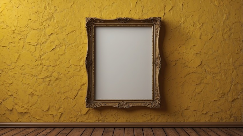 Photo Frame Mockup On Yellow Wall