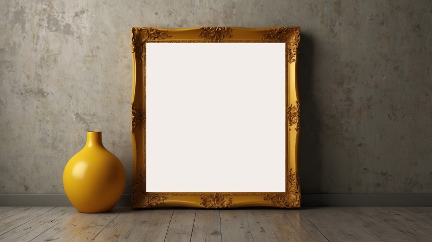 Photo Frame Mockup On Yellow Wall