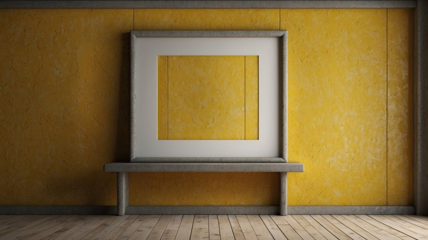 Photo Frame Mockup On Yellow Wall