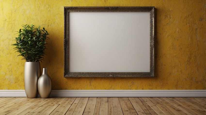 Photo Frame Mockup On Yellow Wall