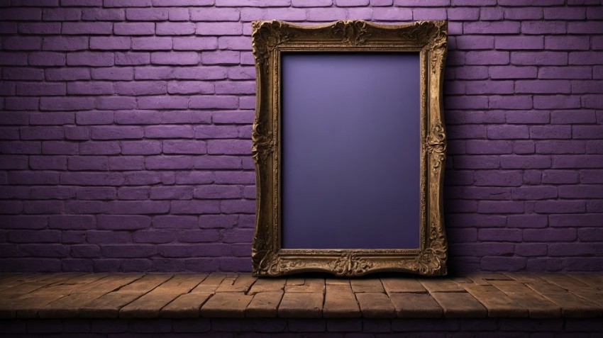 Purple Brick Wall Interior Poster Mockup