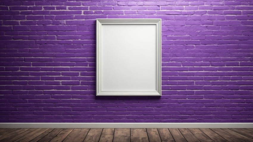 Purple Brick Wall Interior Poster Mockup