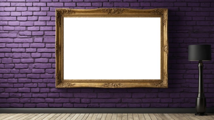 Purple Brick Wall Interior Poster Mockup